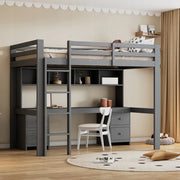 Letto a castello 90x200 - Xylo - Grigio con scrivania senza materasso