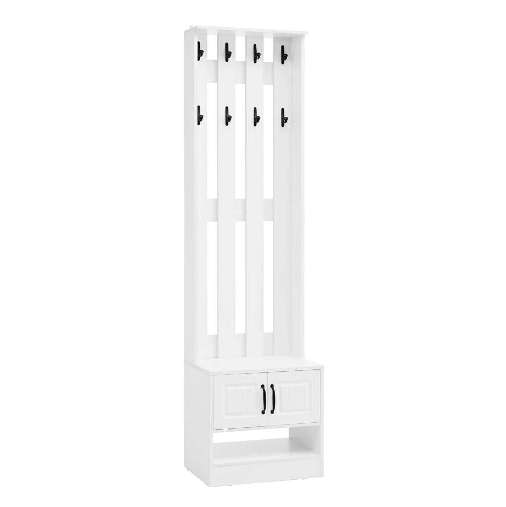 Mobile ingresso con scarpiera e guardaroba; 50 × 36 × 190 cm; pannello truciolare bianco