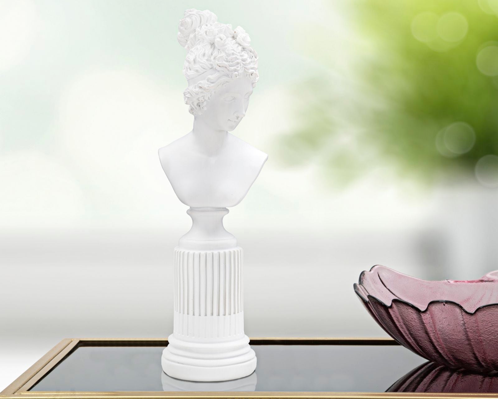 Scultura Statua Woman con Piedistallo 11x10,5x35,5 cm in Poliresina