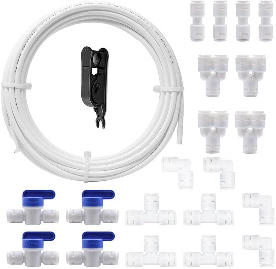 Acquedotto 10 m - Fissaggio Universale - 24 Pezzi - Fissaggio Filtro Acqua - Incluso Chiave di Speranza - Materiale di Alta Qualità - Fissaggio Acquedotto
