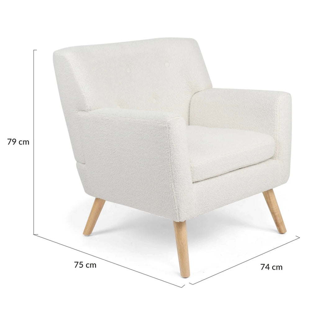 IDMarket - LIV Poltrona scandinava in tessuto bouclette bianco