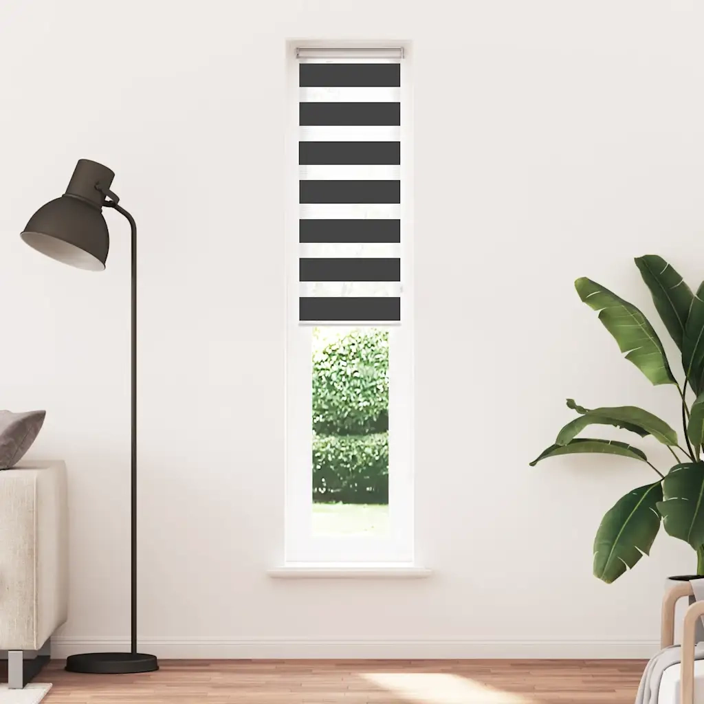 Tenda a Rullo Zebra Nero Larghezza Tessuto 45,9 cm Poliestere