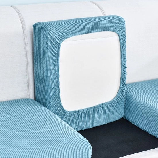 Cuscino banco copri cuscino - Cuscino elastico per divano, copri divano, antiscivolo e morbido, con fondo elastico, Dimensioni ampie: 95-135*65-95cm - Blu chiaro