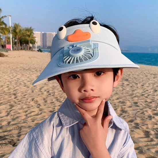 Cappello di ventilazione per bambini con energia solare + ricarica USB - 3 posizioni di ventilazione - cappello solare UV - progettato per l'aria - per bambini (dimensione universale) - blu