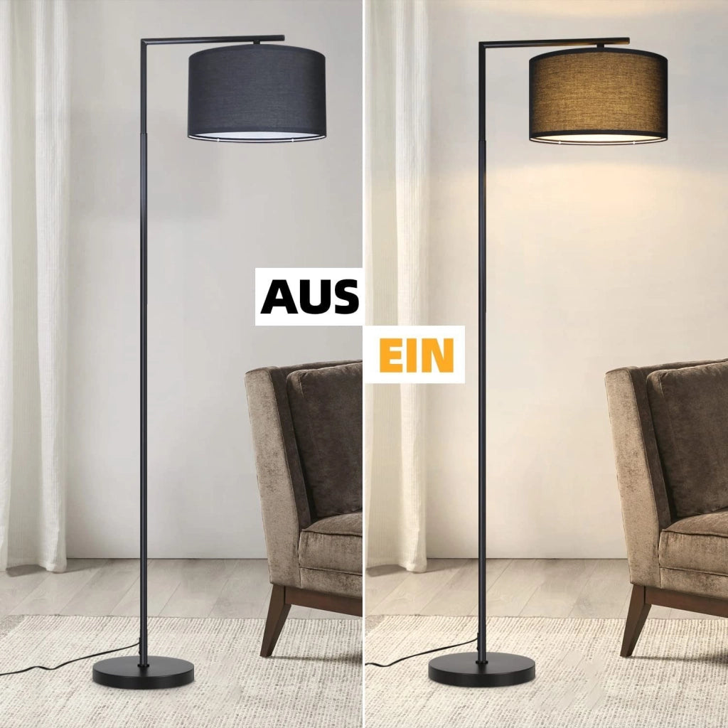 ZMH Lampada da terra per soggiorno design tessuto moderno lampada da lettura E27 con interruttore a pedale