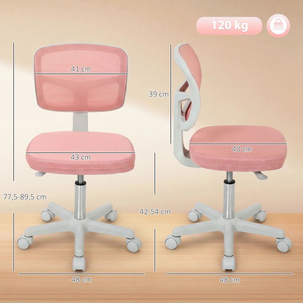 Sedia da Ufficio Ergonomica Senza Braccioli ¨C Xylo ¨C Schienale in Rete Rosa con Rotelle