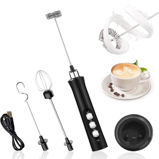 Melkopschuimer elettrico a mano - tre modelli USB ricaricabili - opschuimer in acciaio inossidabile - per caffè - latte - cappuccino - cioccolata calda - matcha