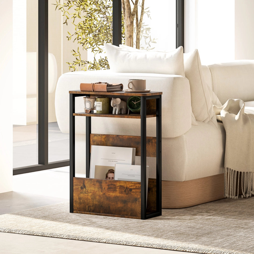 Tavolino da salotto con ripiani a due livelli ¨C zephmum ¨C 46x18x58.5 cm rustico