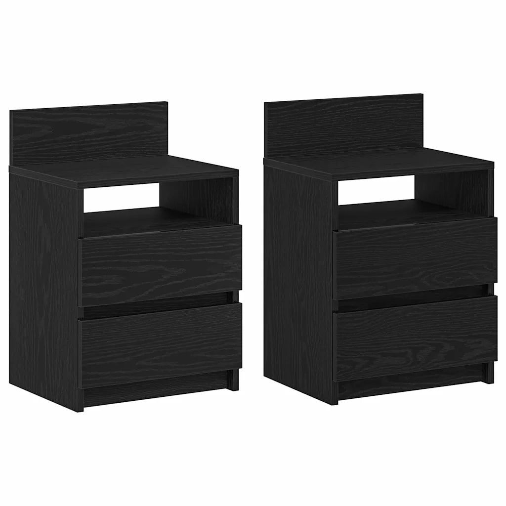 vidaXL Comodini 2 pz con 2 Cassetti Neri 40x33x60 cm