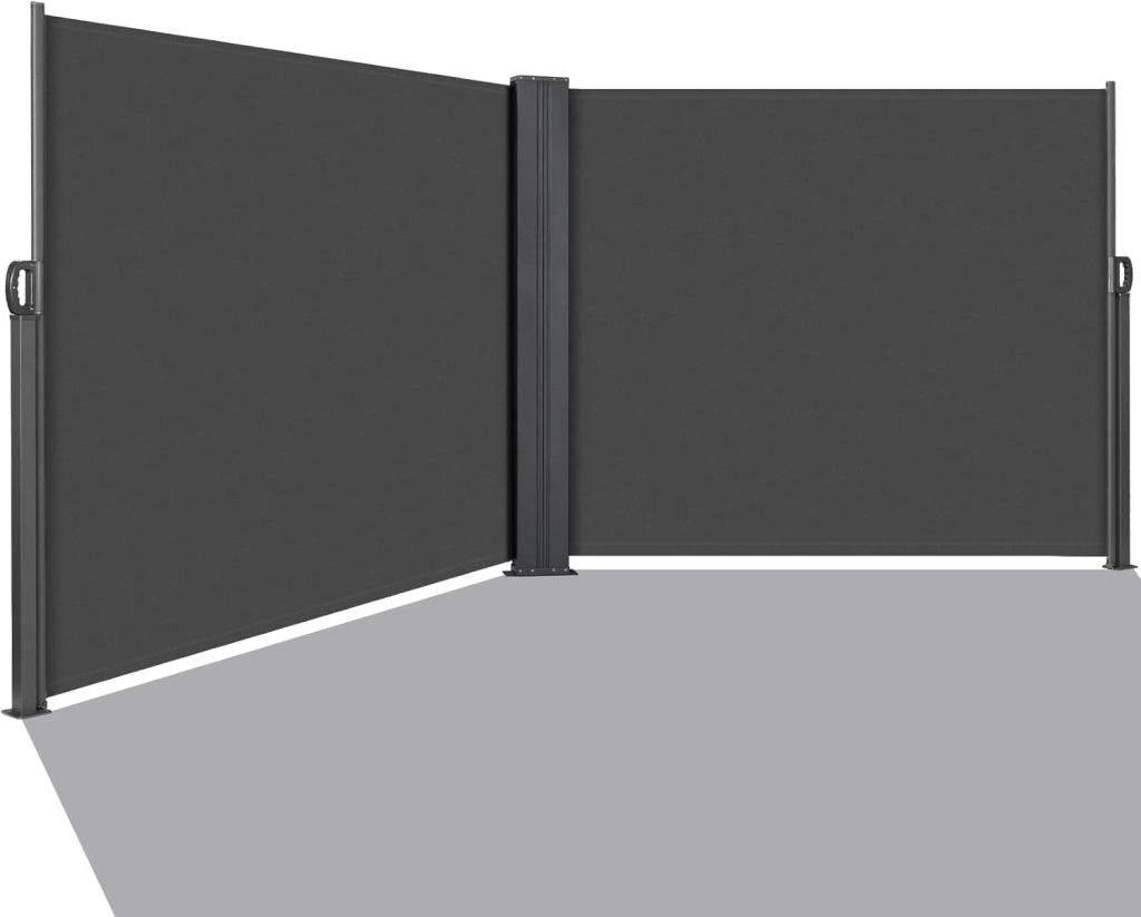 Tenda da Sole Laterale 180 x 400 cm (H x L),Tendone Laterale Estensibile,Tenda Sole Allungabile,Tenda Laterale Avvolgibile,Impermeabile,Protezione Solare,Rivestimento in PU,per Balcone,Terrazzo,Grigio