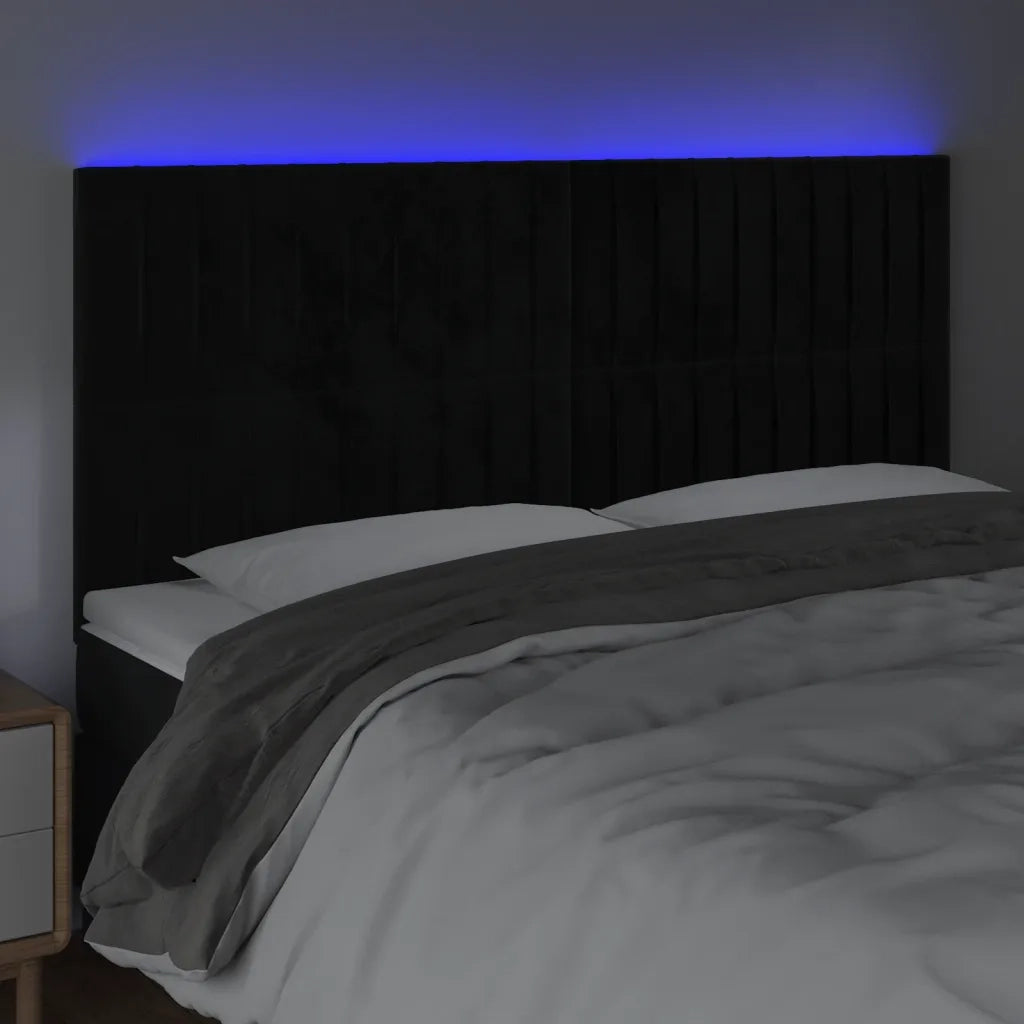 Testiera a LED-Testata con LED Nera 180x5x118/128 cm in Velluto 819209