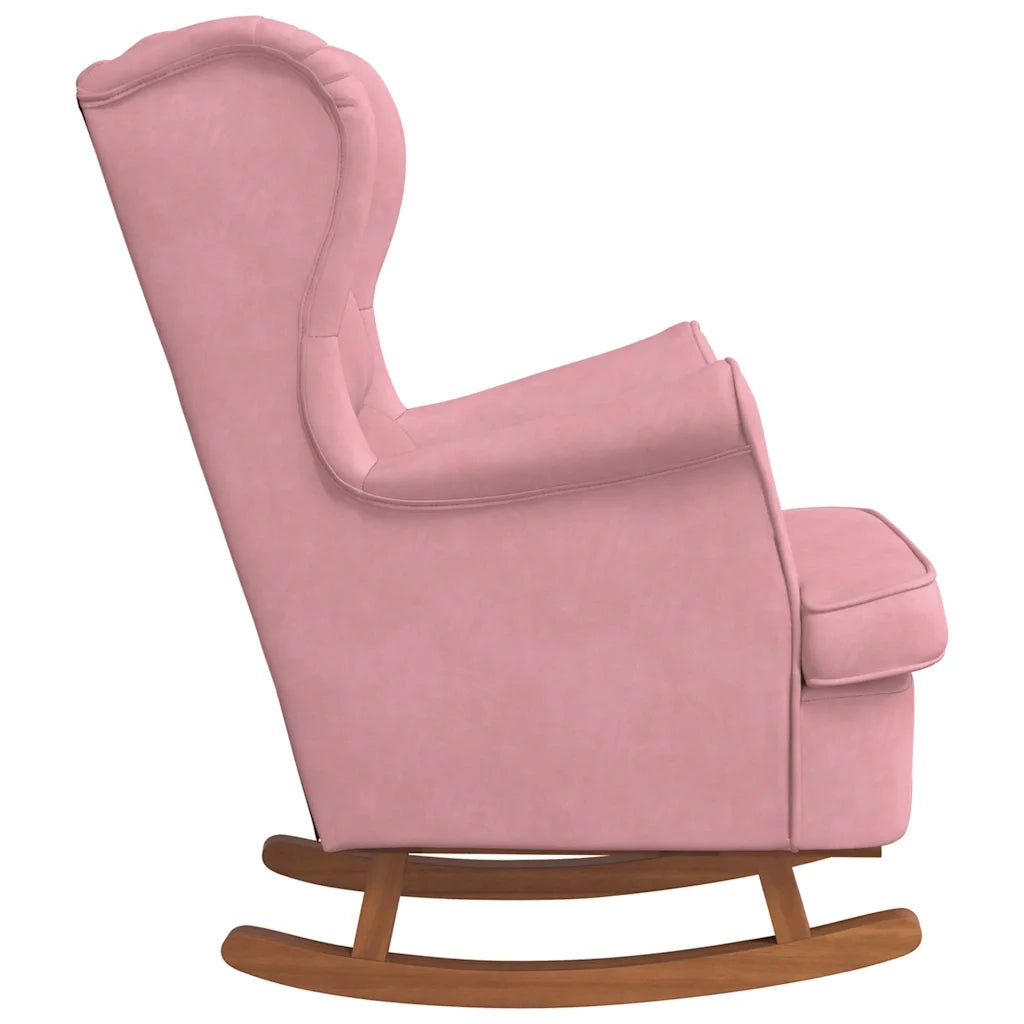 Sedia a dondolo con schienale alto in velluto rosso 329367