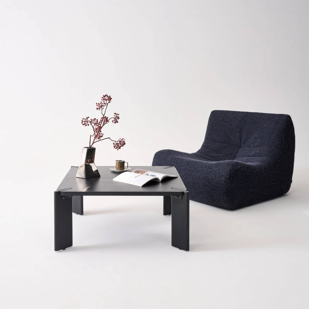 Tavolino esotico quadrato in legno massello, 80cm, nero