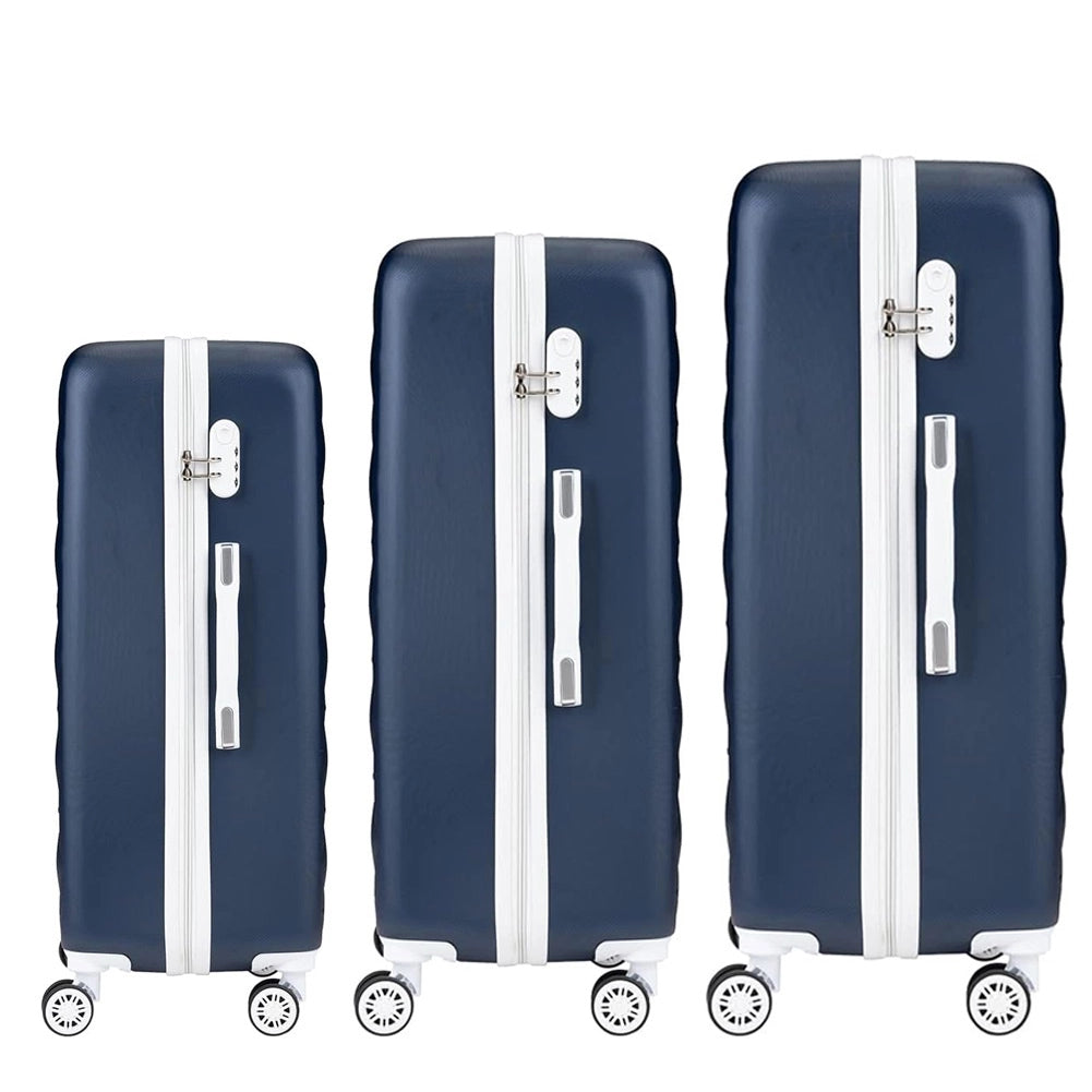 Set 3 Valigie Rigide con Ruote Easy Roll Trolley Bagaglio a Mano Viaggio Blu