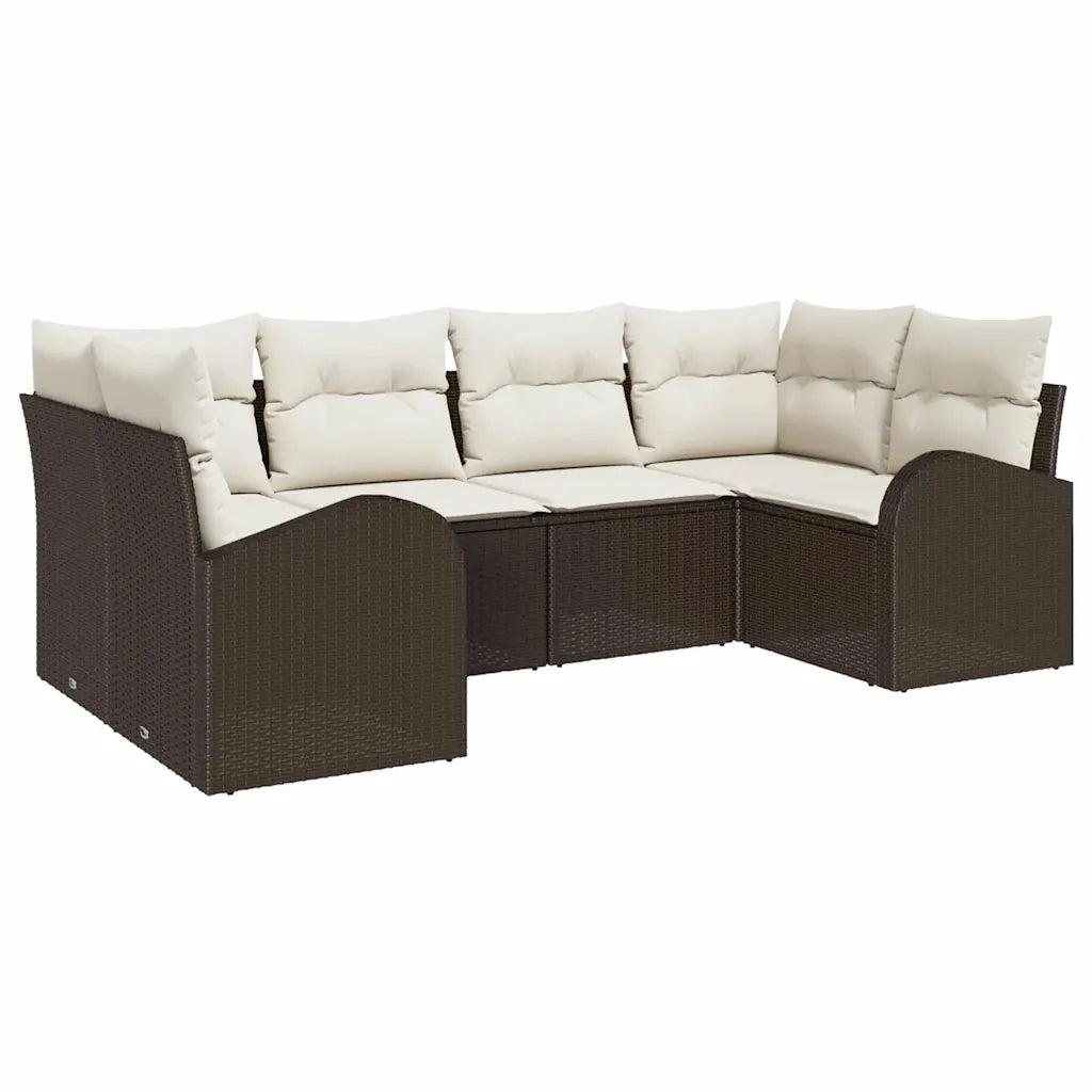 Set Divano da Giardino 6 pcs Marrone e bianco polyrattan 3354847