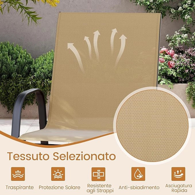 Set di 2 Sgabelli da Bar per Esterno, Sgabello 74 cm da Giardino, Polrona Alta con Poggiapiedi, Seduta Allargata & Telaio in Metallo,per Patio Terrazza Piscina, Portata 150 kg