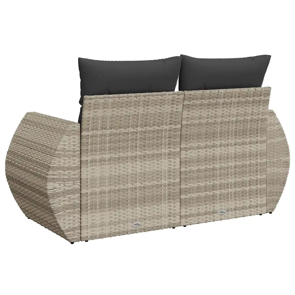 Divano da Giardino con Cuscini 2 Posti-Sofa da Giardino-Divano da esterno Grigio Chiaro Polyrattan 391302