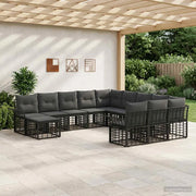 Set Divano da Giardino 12 pcs Nero e Grigio scuro polyrattan