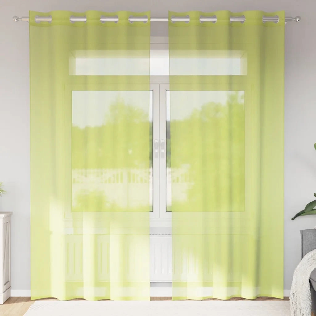 Tende in Voile con Occhielli 2 pz Verde Mela 140x245 cm