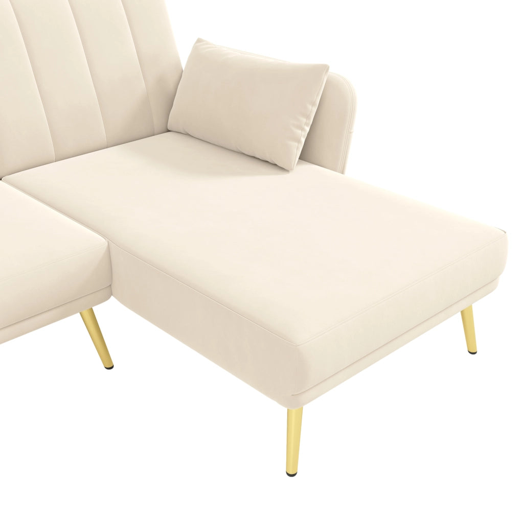 Divano angolare multifunzione con schienale reclinabile in velluto beige