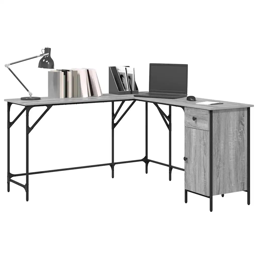 Scrivania Grigio Sonoma 141x141x75 cm in Legno Multistrato 837600