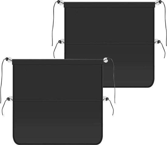 Zonnetenda per finestra con tenda, 2 pezzi, schermo per bambini, protezione UV, protezione dal calore, per grandi finestre laterali, facile da aprire e chiudere, 67 x 50 cm, nero.