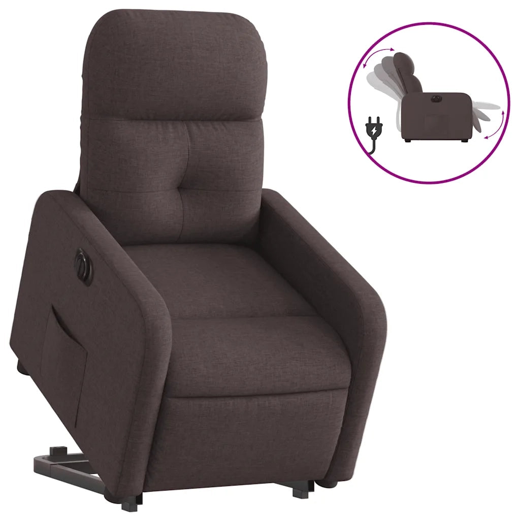 Poltrona Alzapersona Reclinante Elettrica Marrone Scuro Tessuto 3206818