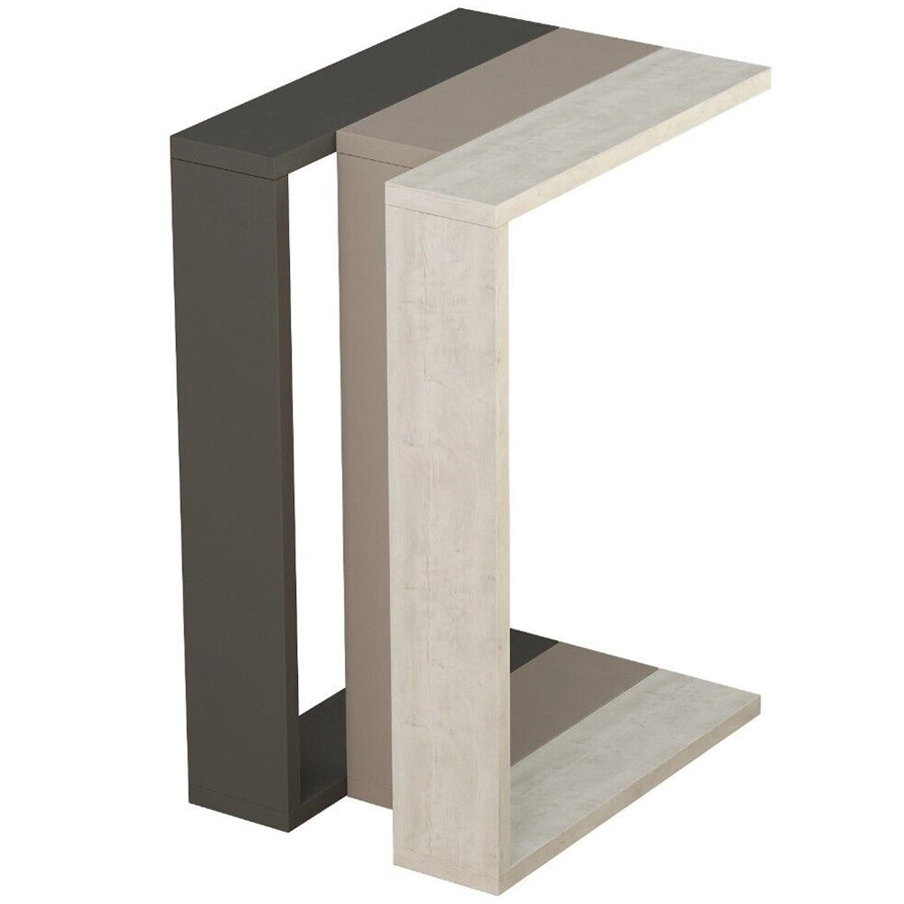 Tavolino da Soggiorno 30x40x57 cm Laterale Divano in Legno Bianco Antico Tortora Antracite