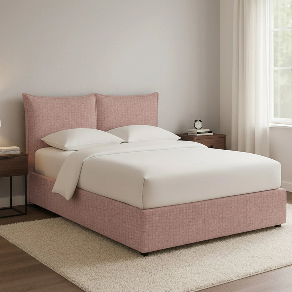 Malton, Letto Piazza e Mezza Sfoderabile Made in Italy, Rosa