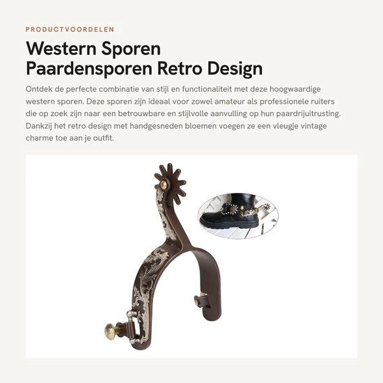 Sporgen in Stile Retro - 2 Pezzi - Acciaio di Carbone - Vite a Rota - Finitura in Ottone Antico - Lavorazione Artigianale - Sporgen per Cavallo