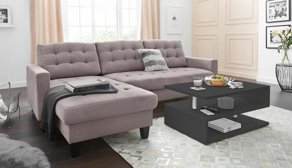 Tavolino a S con Ripiani a Giorno 90x41,5x55 cm Zeta Grigio Antracite