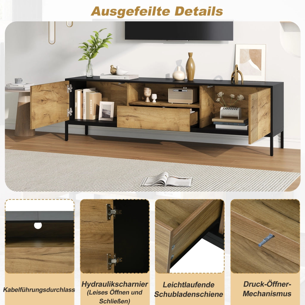 Cassettiera TV in truciolato colore rovere lunghezza 170 cm