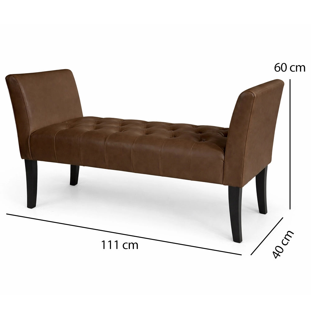Panca Marrone con Piedi in Legno Rivestimento Ecopelle Camera da Letto Ingresso