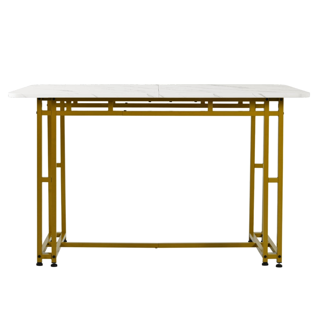 Tavolo da Pranzo con 4 Sedie ¨C MINIMAL ¨C Piano Nero, Gambe Dorate, Set 120x70