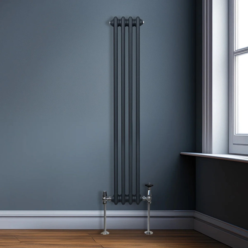 Termosifone Radiatore a 2 colonne per riscaldamento centralizzato verticale Grigio Antracite 150x20cm