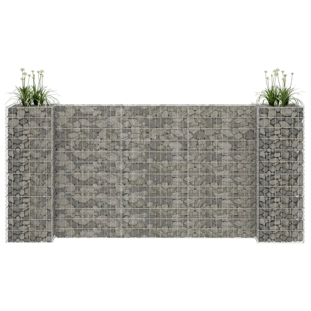 Gabbione Fioriera | Cassetta per fiori | Vaso ad "H" in Filo di Acciaio 260x40x120 cm