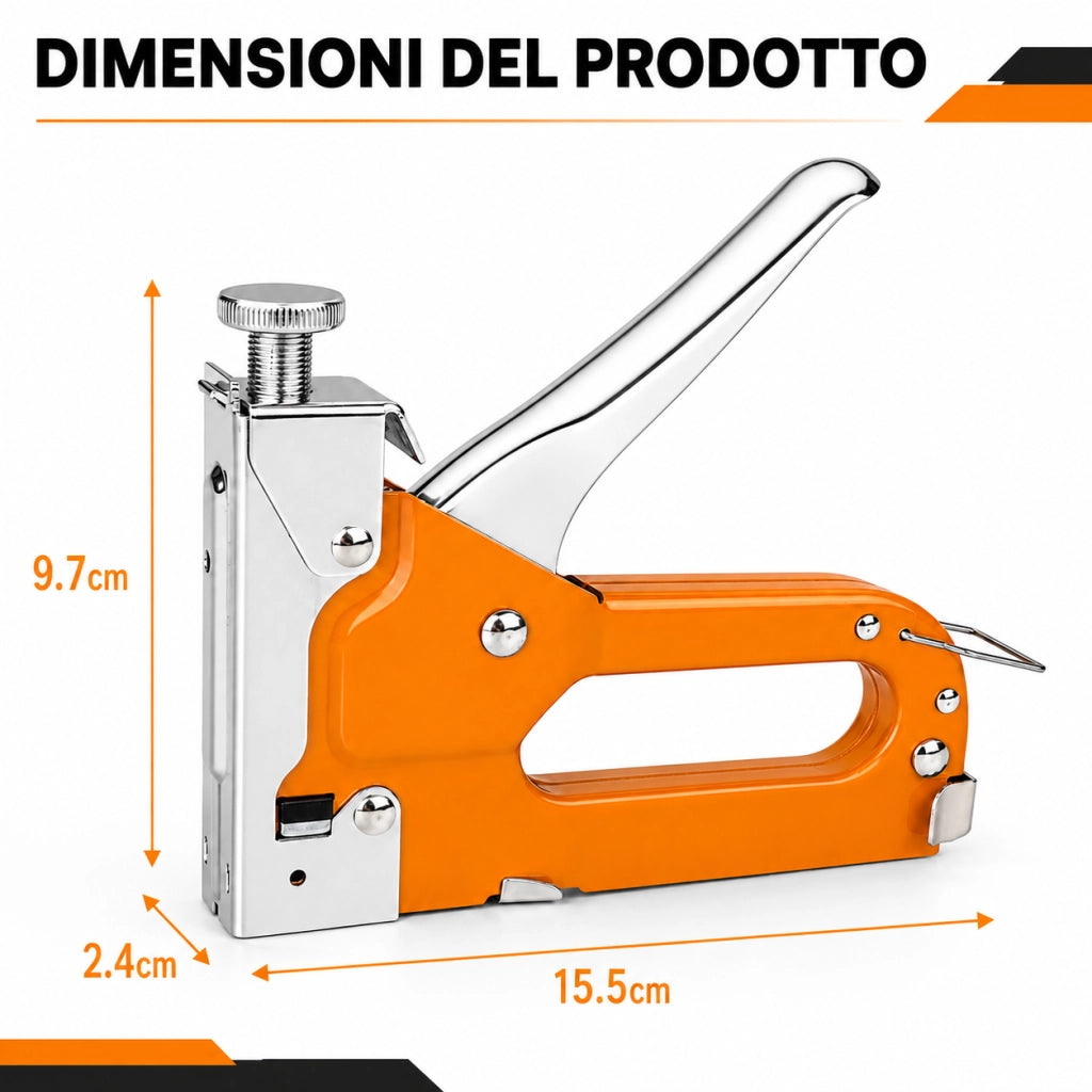 Spillatrice Manuale 3 in 1 Arancione con 600 Graffette D U T