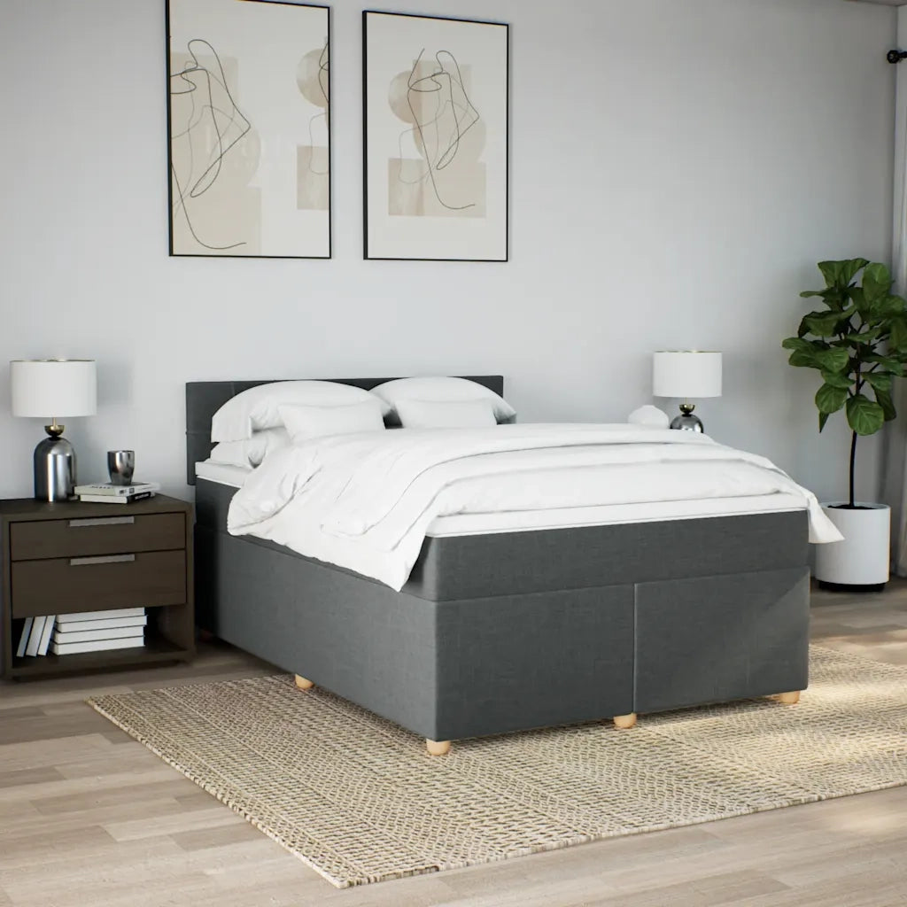 Giroletto a Molle con Materasso Grigio Scuro 140x190 cm Tessuto
