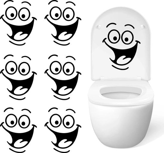 Etichette WC 6 Stuks - Stickers per Bagno - Etichette per la Toilette - Stickers in PVC Idrorepellente - Stickers Riciclabili - 19 x 23 cm - Stickers per Bagno