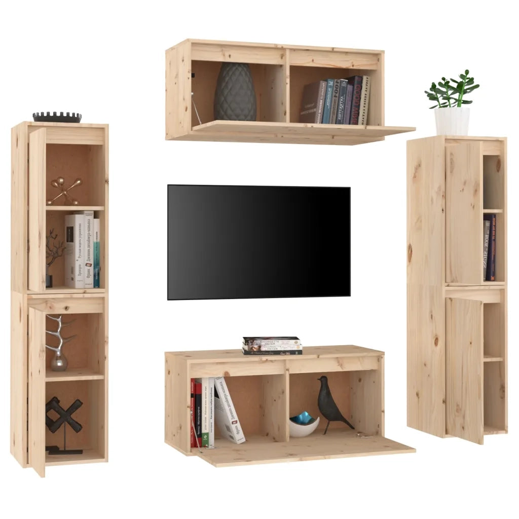 Mobili Porta TV 6 pz in Legno Massello di Pino 3100264
