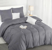Set di coperte in microfibra 220 x 240 cm con cuscini, Grigio, Soffice e Facile da Pulire