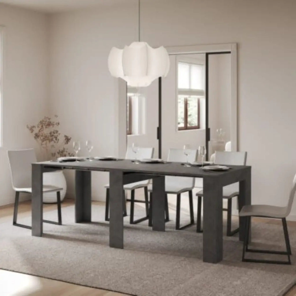 shopinnovativo - Consolle allungabile 90Ã—25/211 cm Kiba Antracite Spatolato