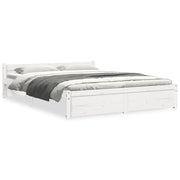 Letto matrimoniale | Letto per adulti | Giroletto Bianco in Legno Massello 140x200 cm
