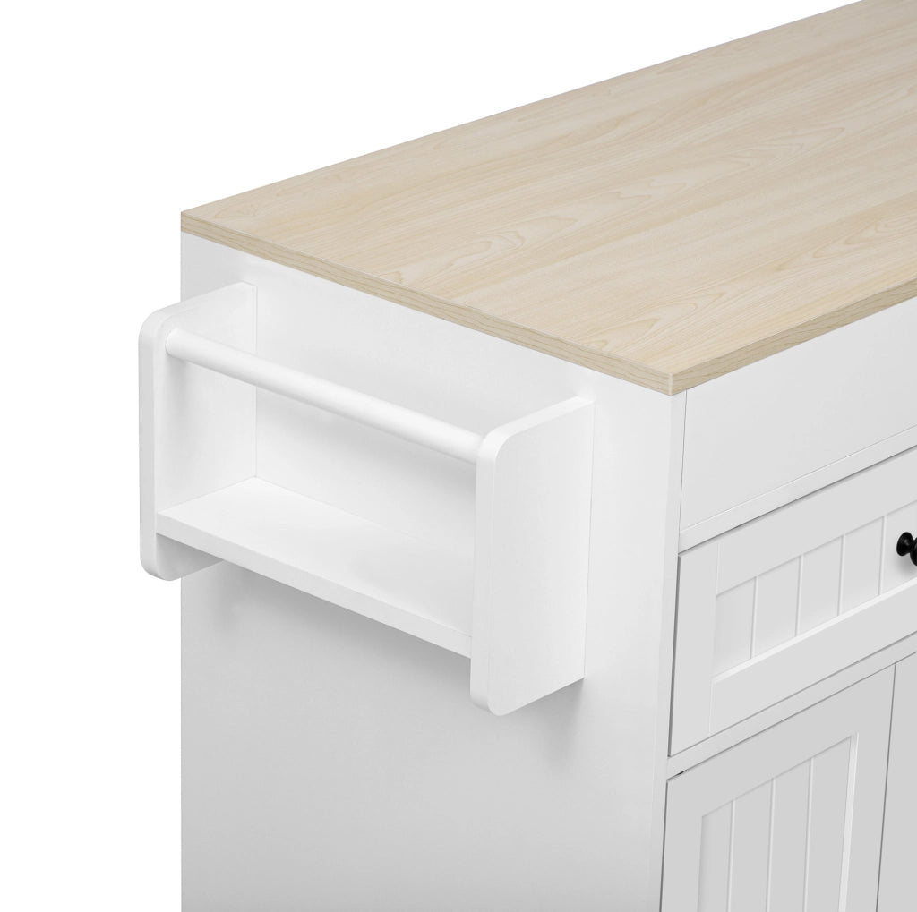 Isola cucina 180.5x45x92.2 cm estraibile con ruote in MDF bianco naturale