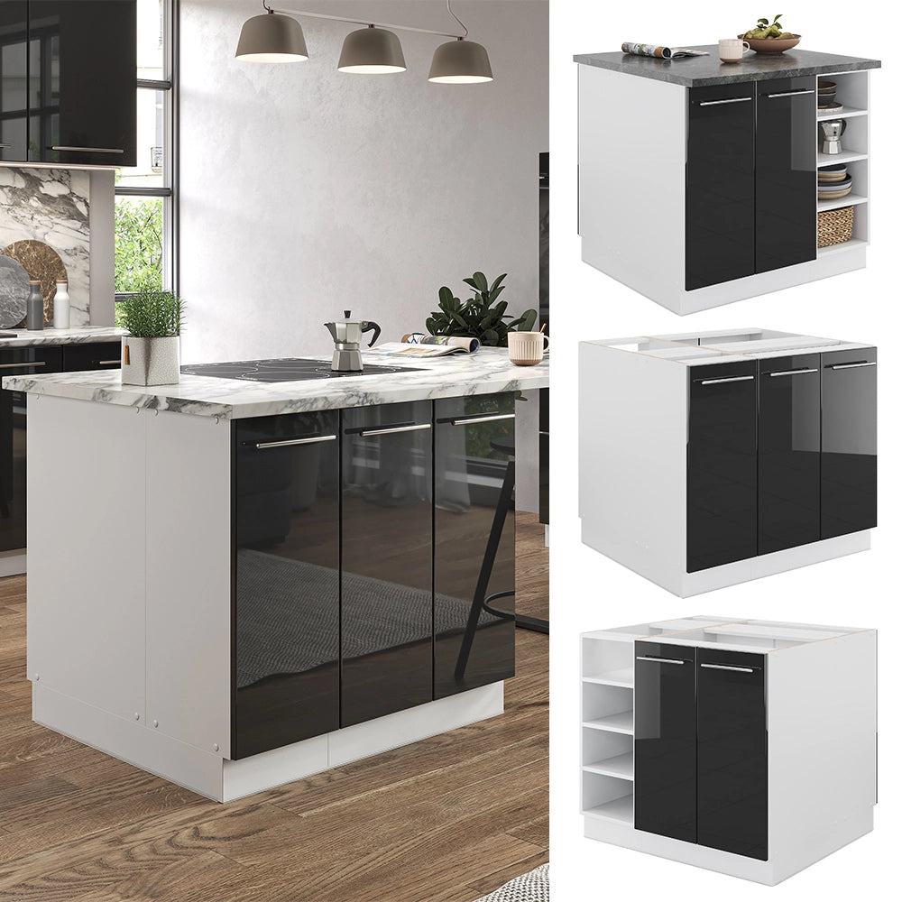 Isola cucina Fame-Line Antracite lucido/Bianco 90 cm senza piano di lavoro Vicco
