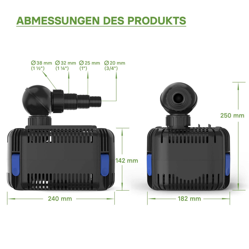 CDF-6000 24V DC Pompa laghetto 6000 l/h 40 W Protezione contro blocco e funzionamento a secco