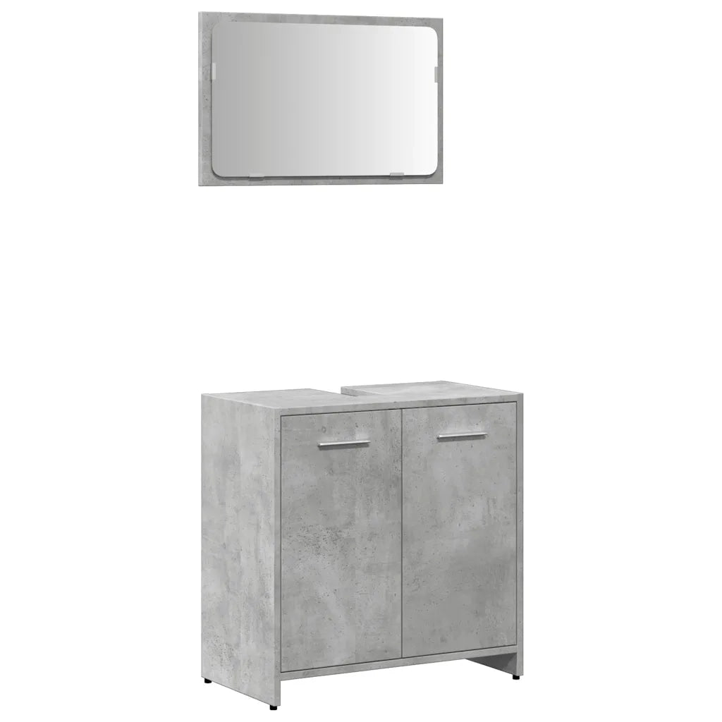 Mobile da Bagno con Specchio Grigio Cemento Legno Multistrato 856041