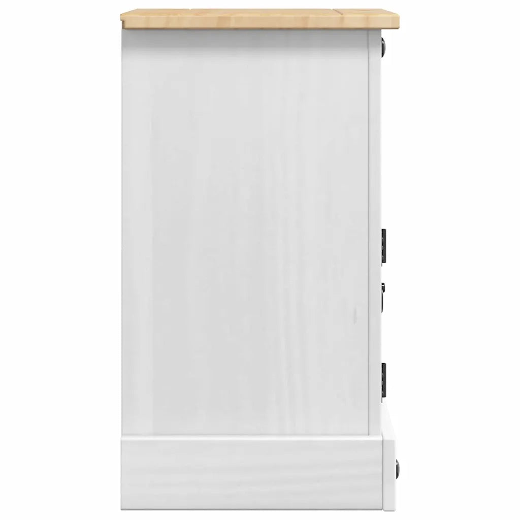 Comodino Corona Bianco 35 x 32,5 x 58 cm Pino massello