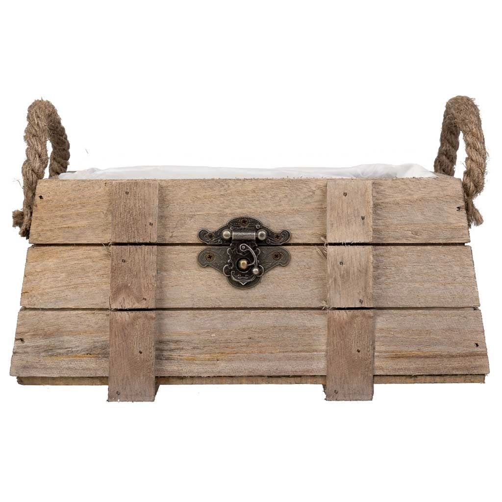 Cesto in legno con manici marroni 22x11x11h