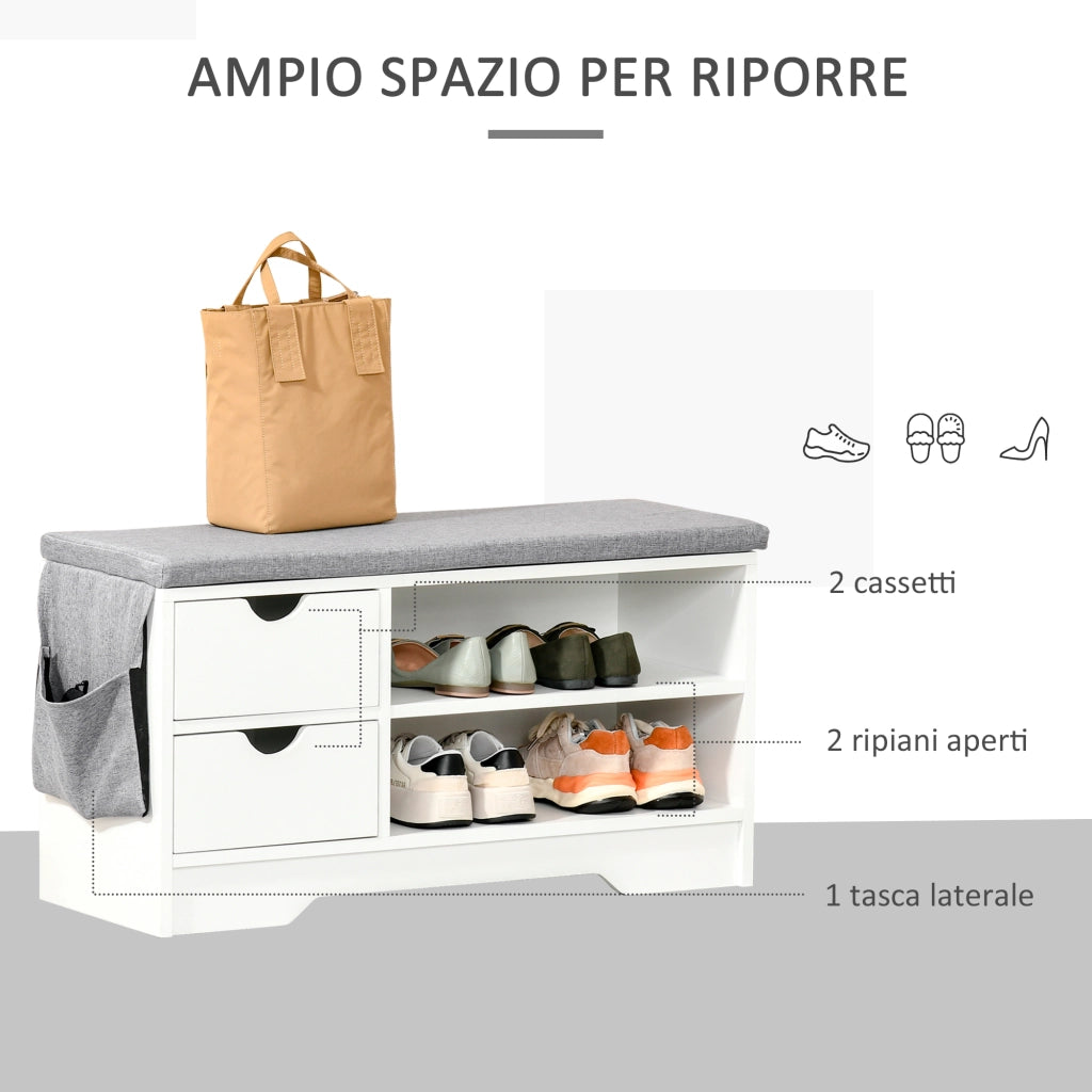 Scarpiera Salvaspazio in Legno ¨C zephmum ¨C Bianca, 80.5x30.5x43.5cm